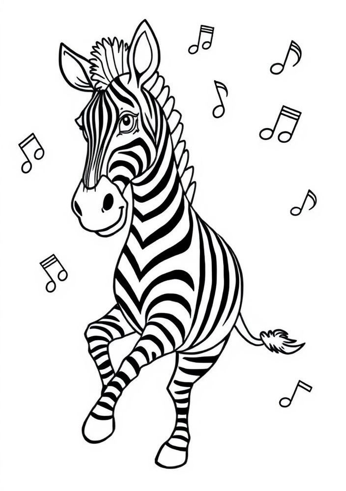 Zebra dançante para colorir