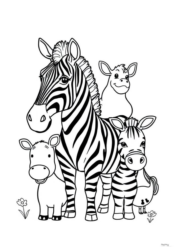 Zebra e amigos animais para colorir
