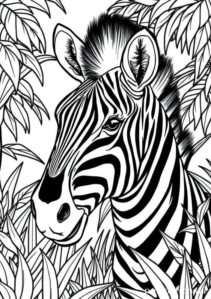 Zebra em aventura na selva para colorir