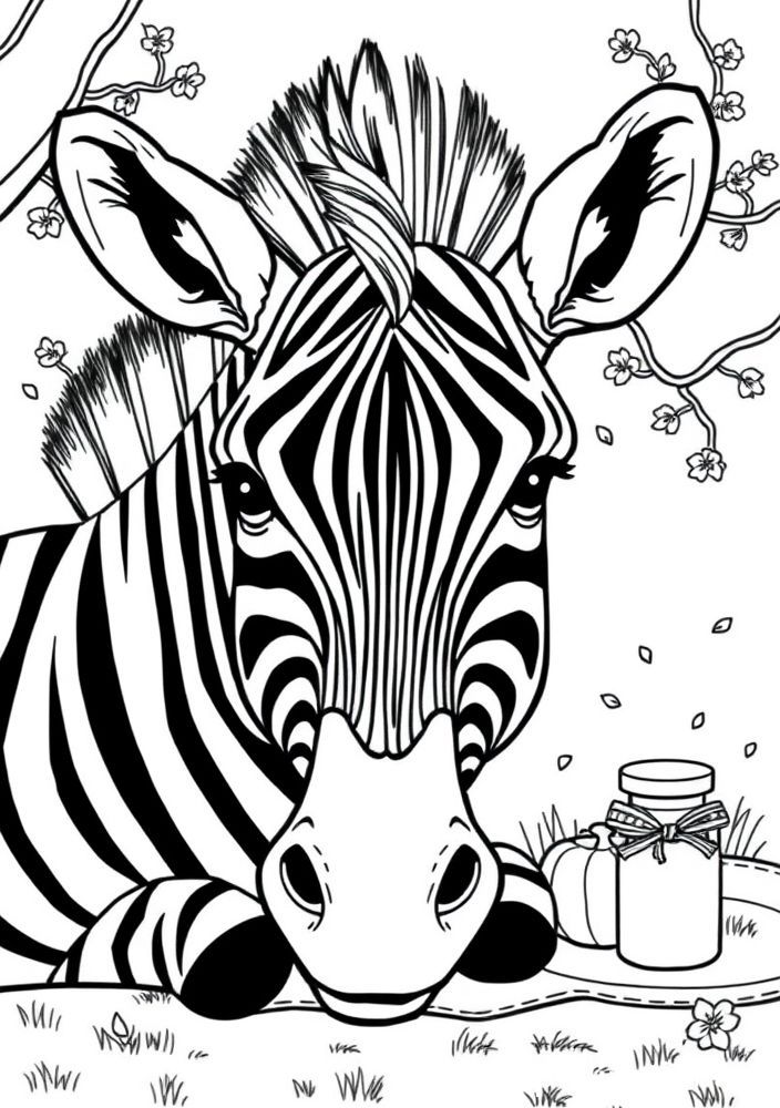 Zebra em um piquenique para colorir