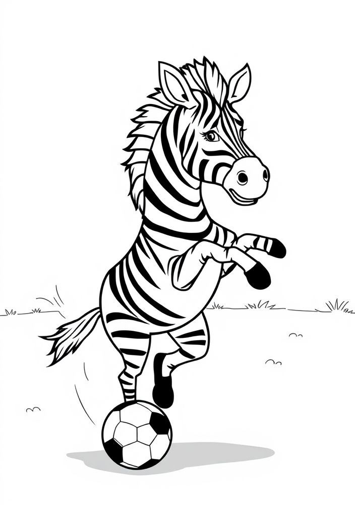 Zebra jogando futebol para colorir