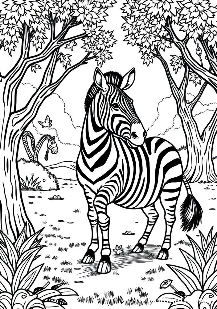 Zebra se divertindo no parque para colorir