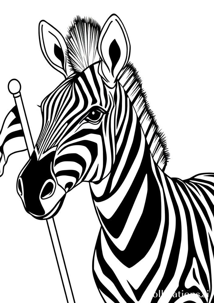 Zebra segurando uma bandeira para colorir