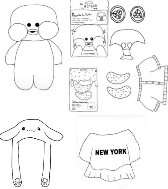 Desenhos Paper Duck para colorir e recortar com roupas e acessórios