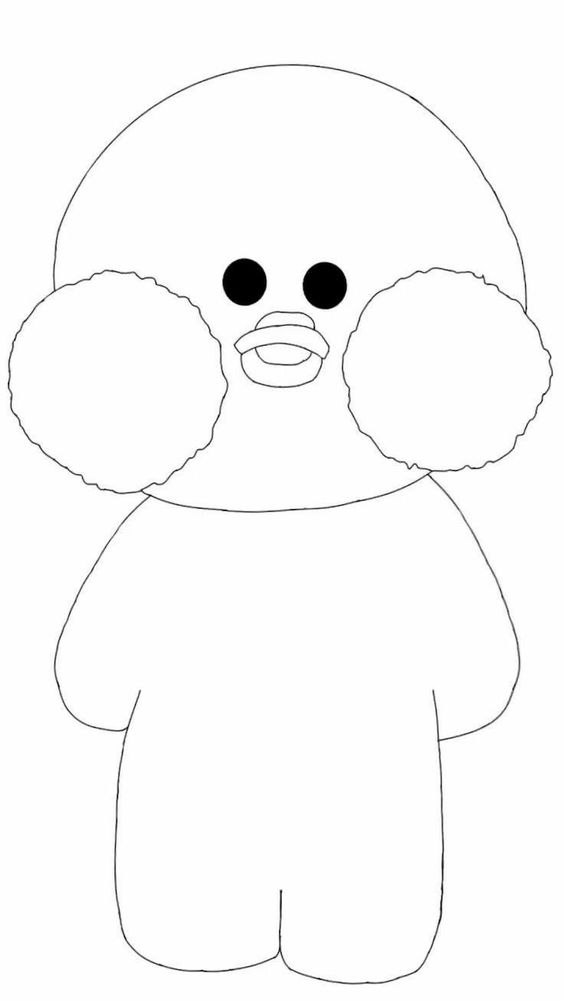 Paper Duck para colorir com bochechas grandes e corpo simples. Desenho.