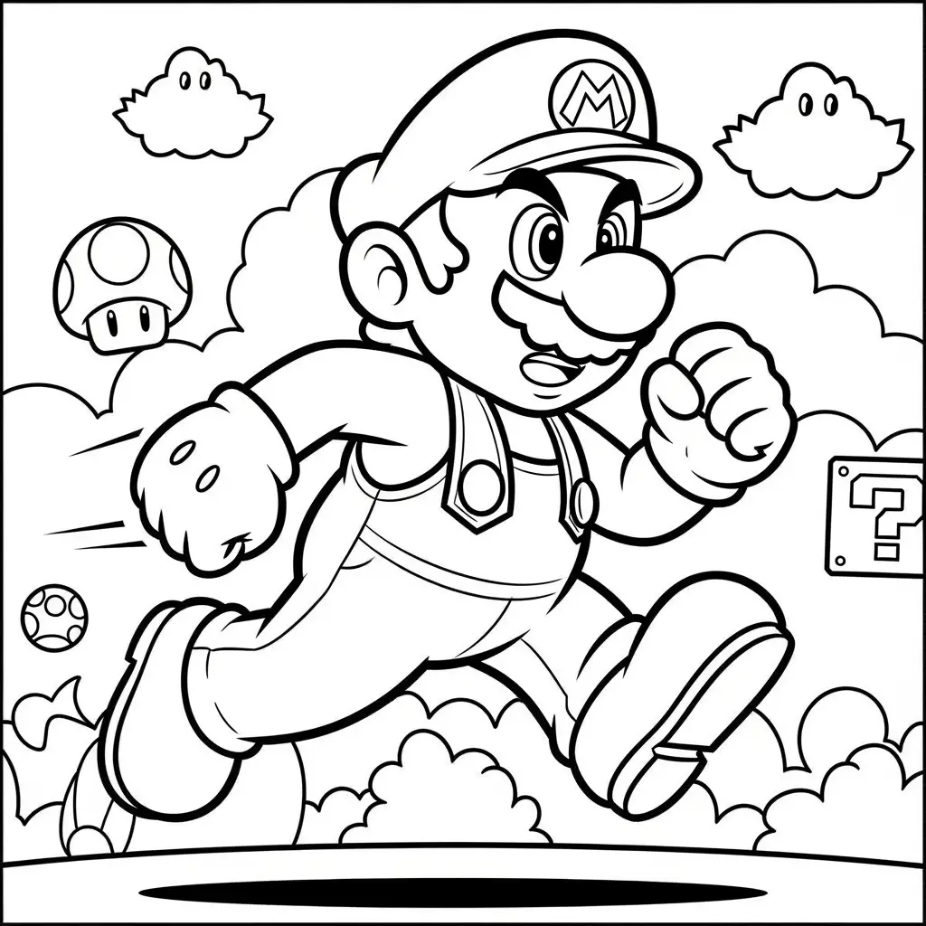 Desenho Mario correndo para colorir