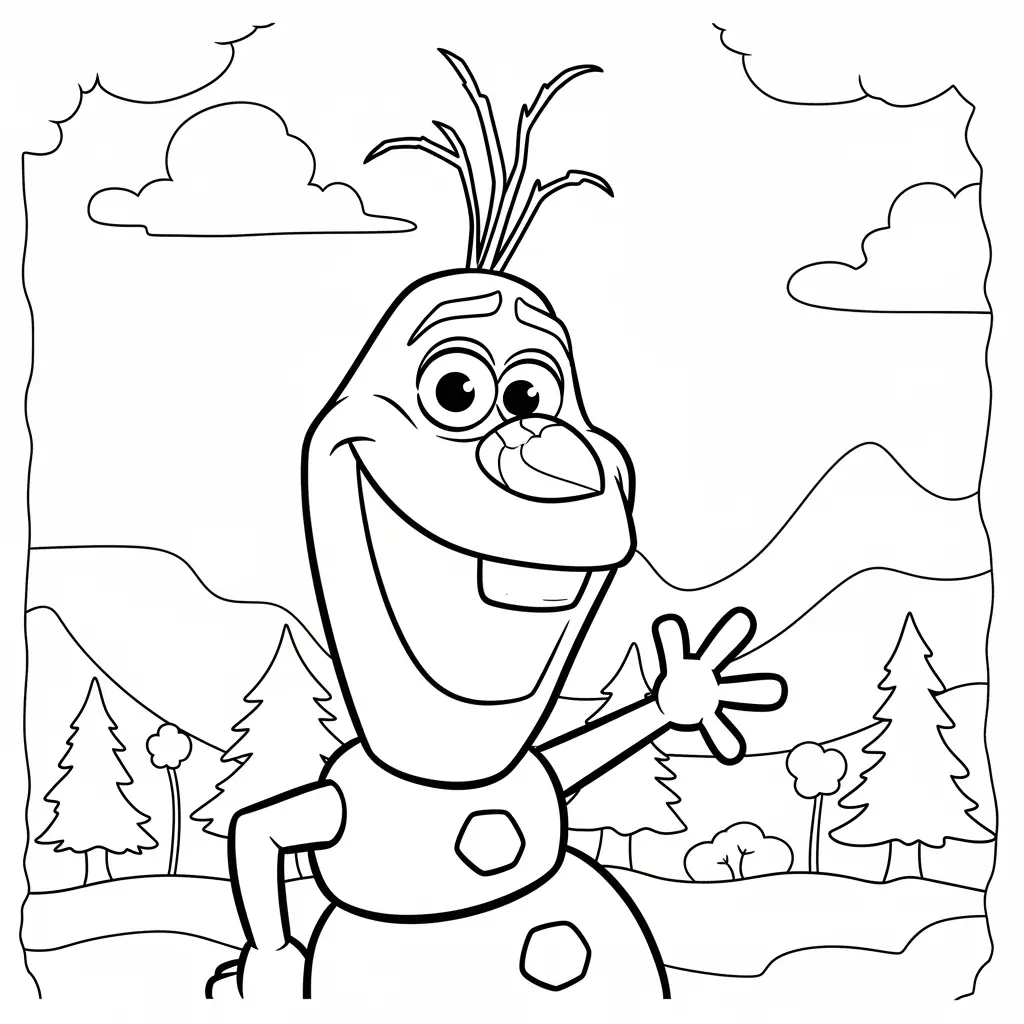 Desenho Olaf o boneco de neve para colorir