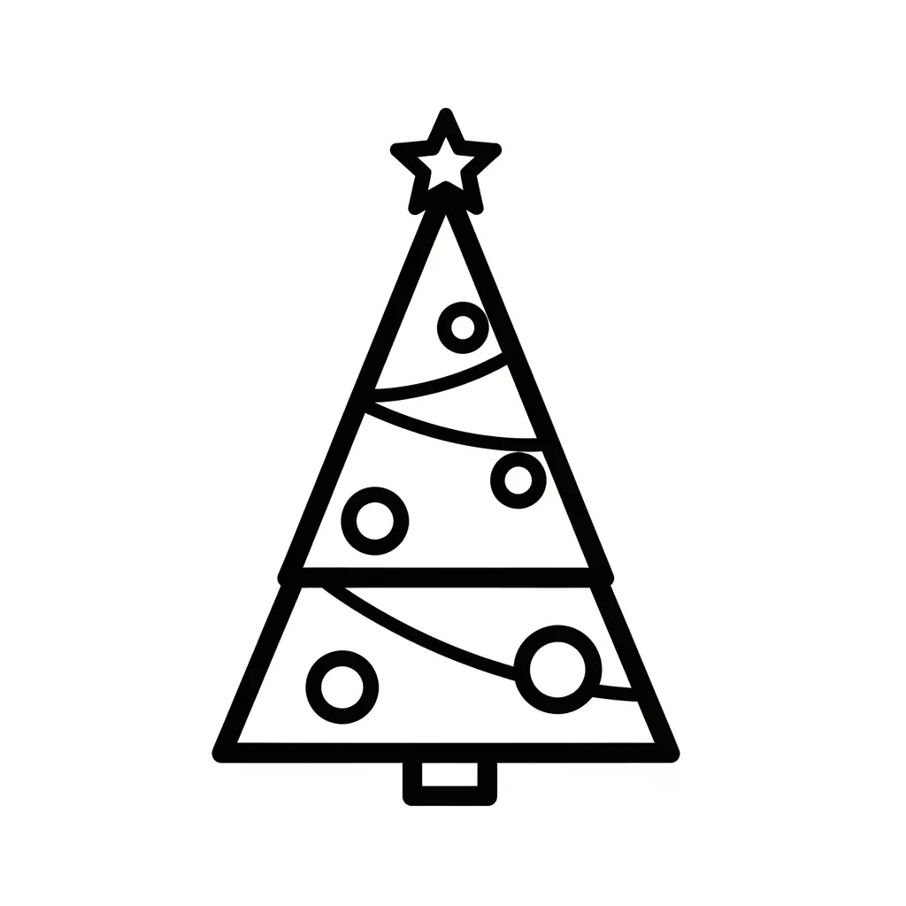 Desenho de Árvore de Natal minimalista para colorir