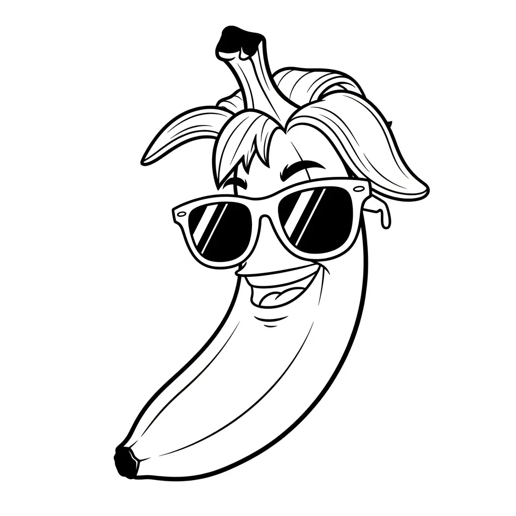 Desenho de Banana divertida para colorir