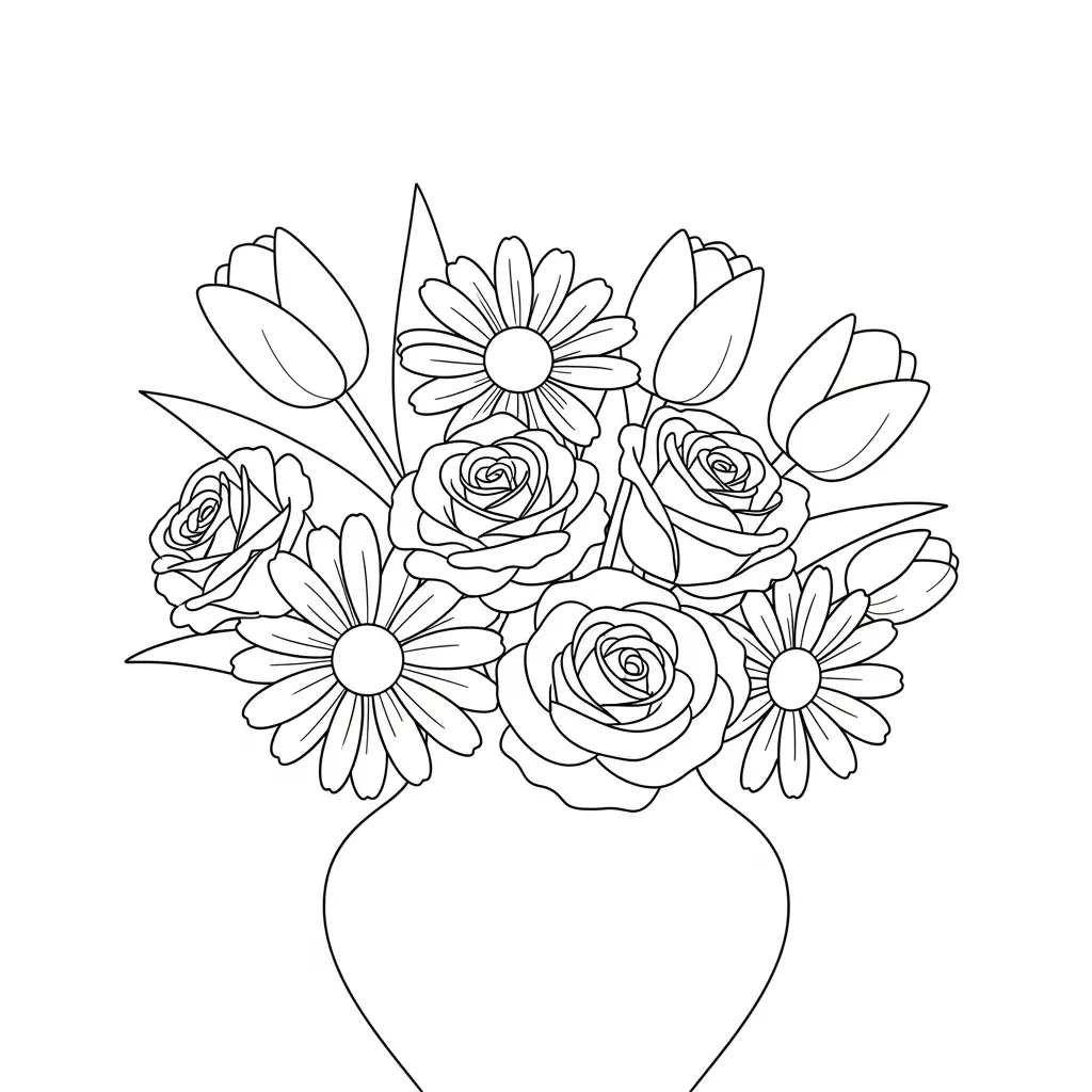 Desenho de Flores Minimalistas para colorir