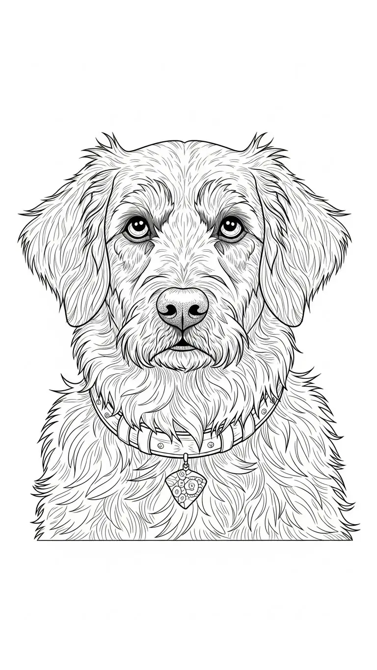 Desenho de cachorro realista para adultos para colorir